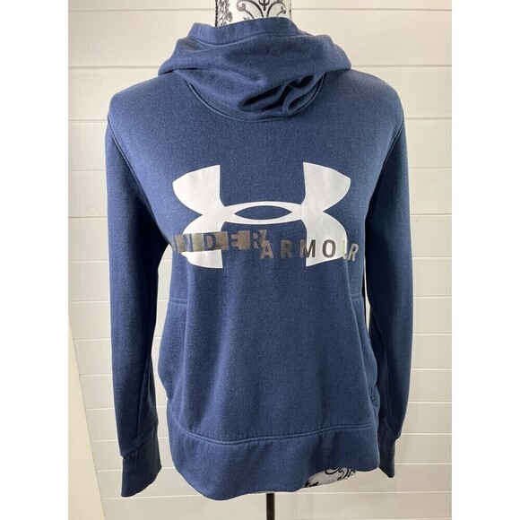 Under Armour Hoodie Womens Sz Small Loose Fit Active Sweatshirt Blue Athleisure - Picture 3 of 12